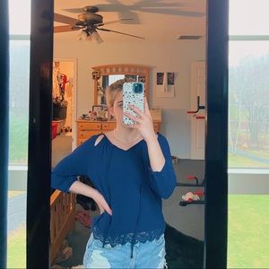 Silky, cut-out shoulder blouse